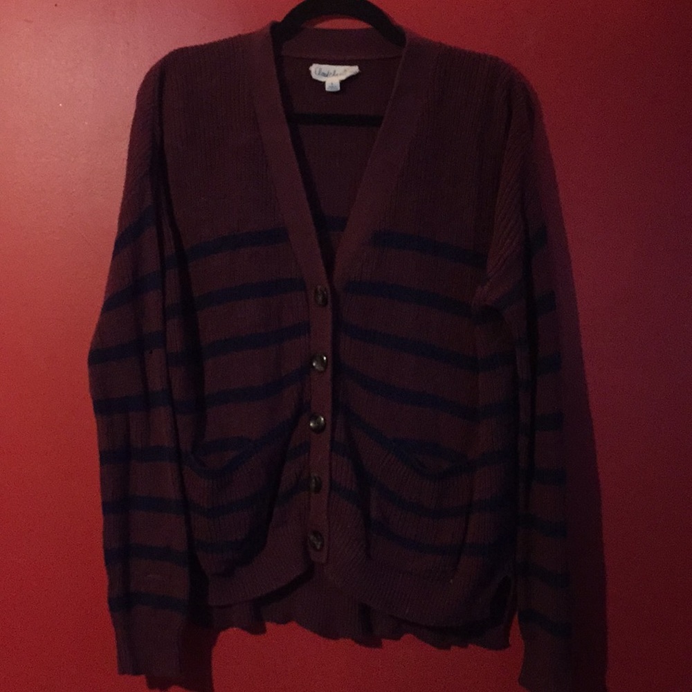 Striped Burgundy Cardigan